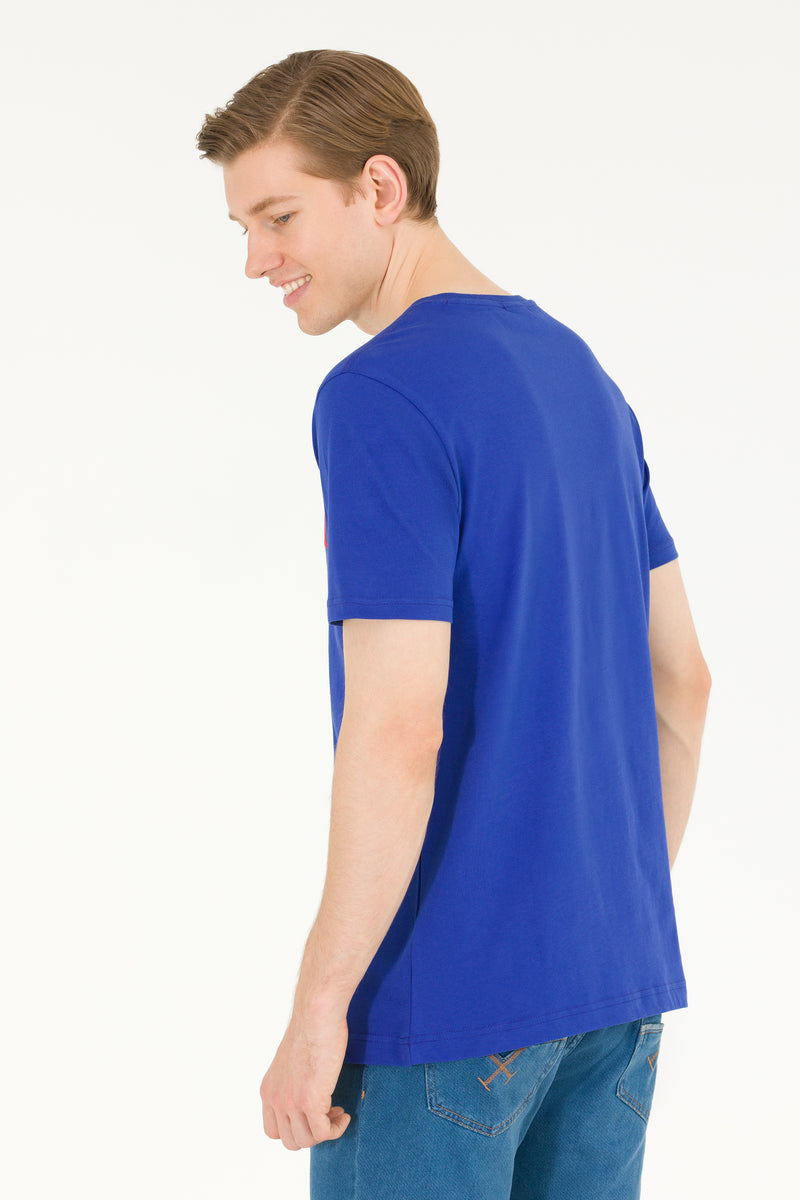 Tricou cu decolteu la baza gâtului cu imprimeu logo