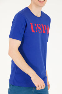 Tricou cu decolteu la baza gâtului cu imprimeu logo