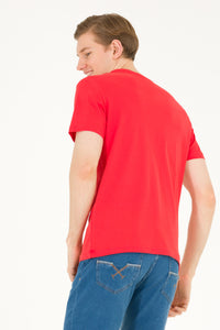 Tricou cu decolteu la baza gâtului cu imprimeu logo