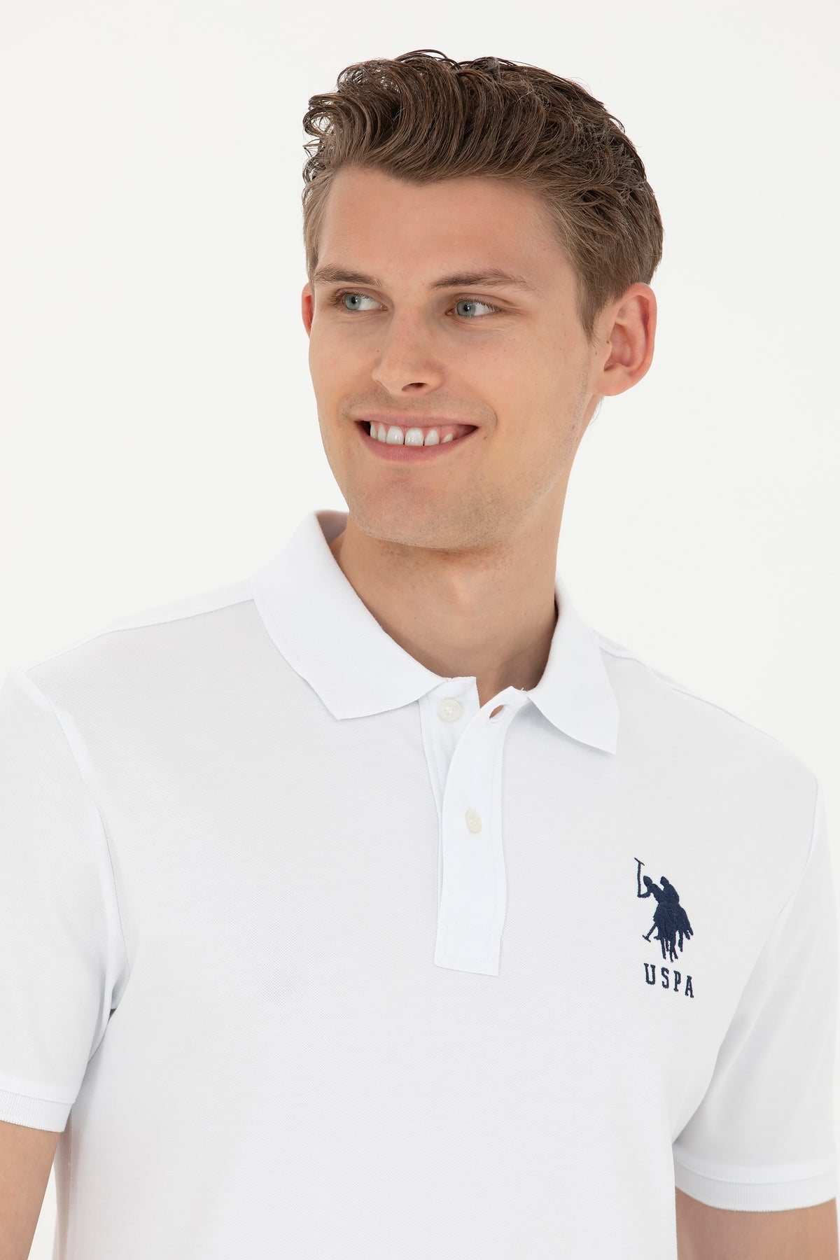 Tricou Polo Slim fit uni cu broderie logo