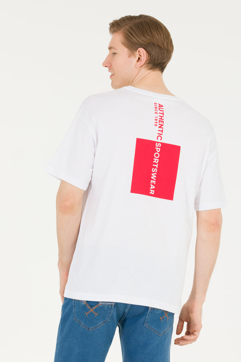 Tricou cu decolteu la baza gâtului cu imprimeu logo