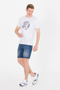 Tricou cu decolteu la baza gâtului cu imprimeu text