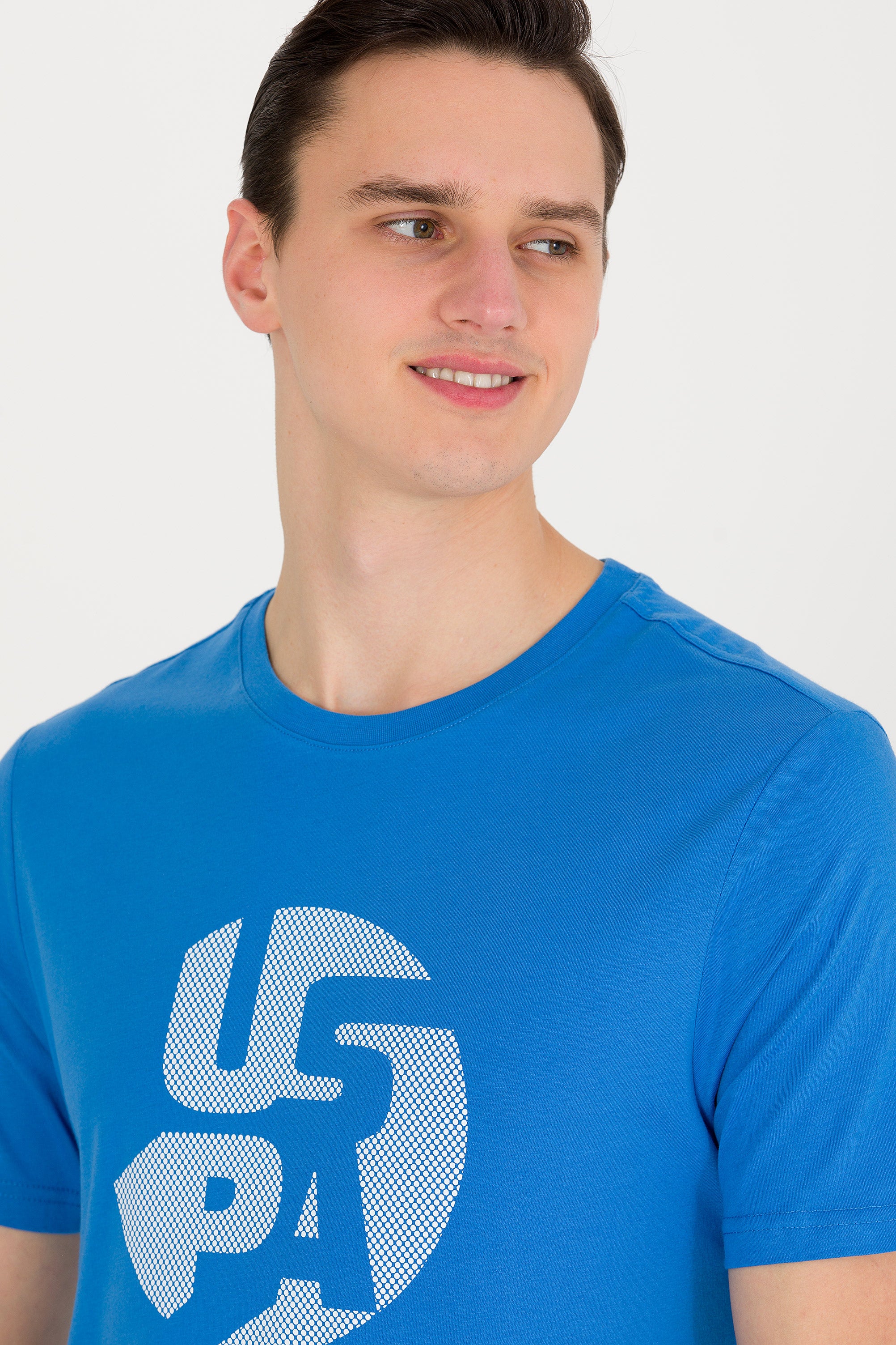 Tricou cu decolteu la baza gâtului cu imprimeu text