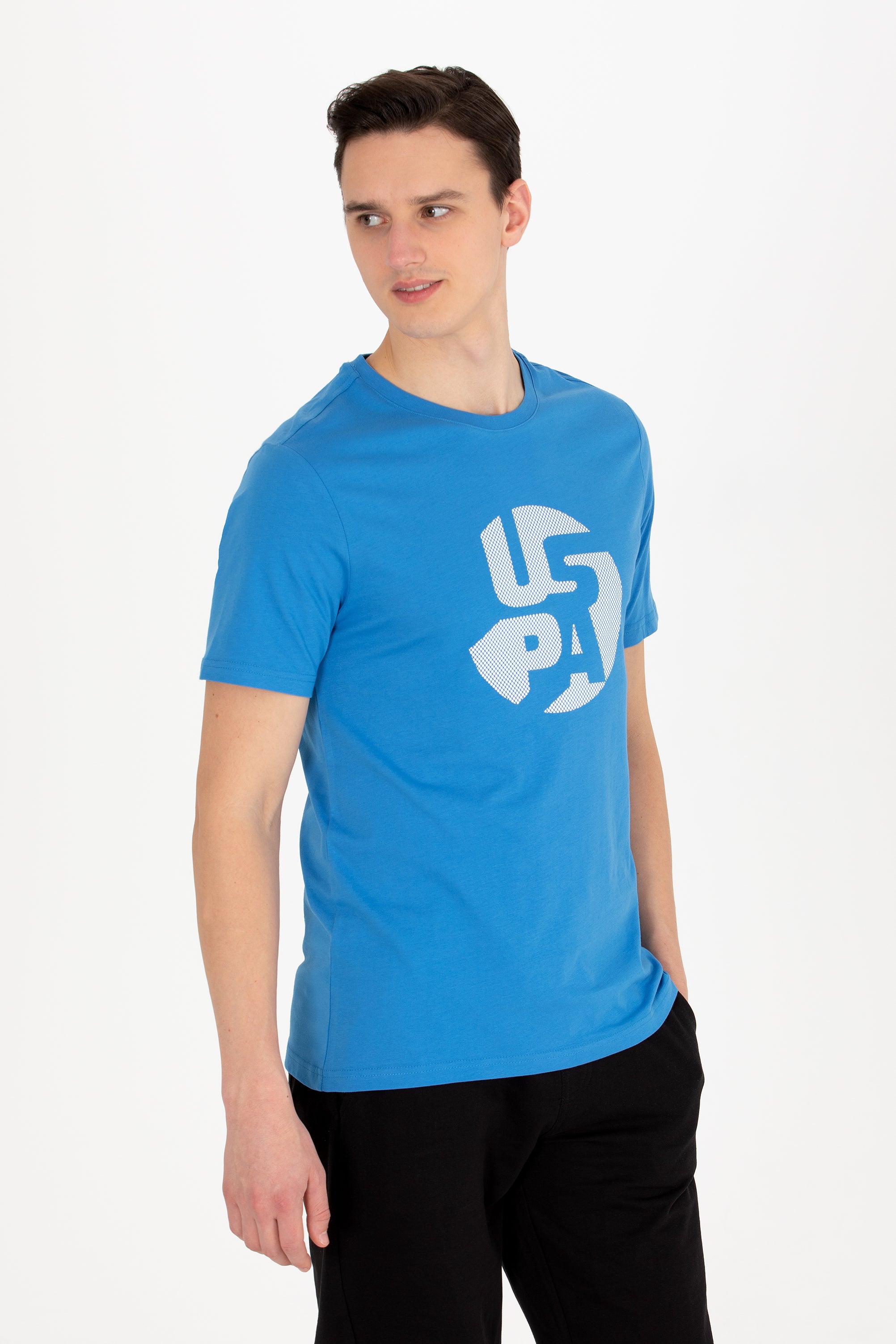 Tricou cu decolteu la baza gâtului cu imprimeu text