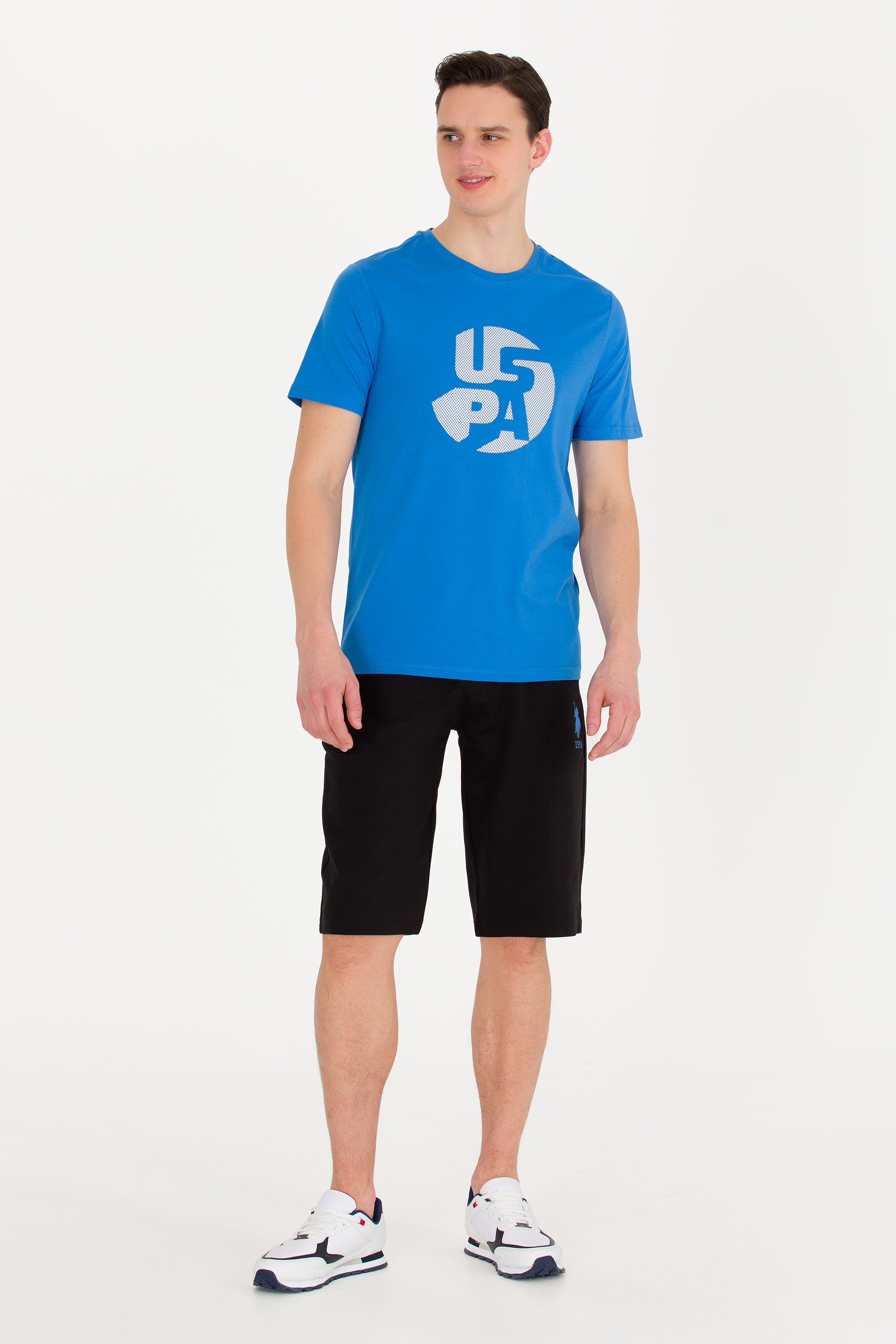 Tricou cu decolteu la baza gâtului cu imprimeu text