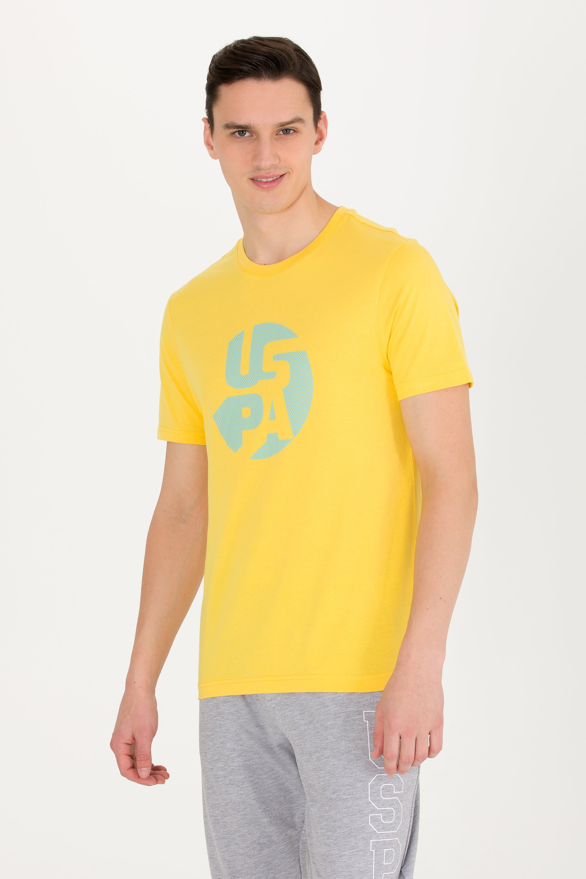 Tricou cu decolteu la baza gâtului cu imprimeu text