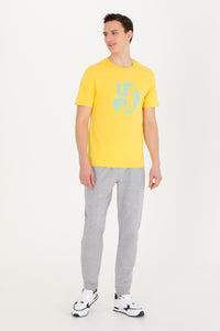 Tricou cu decolteu la baza gâtului cu imprimeu text