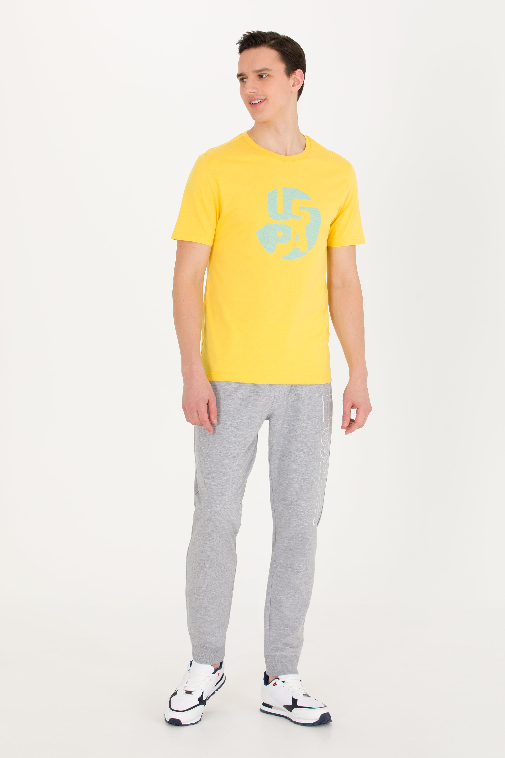 Tricou cu decolteu la baza gâtului cu imprimeu text