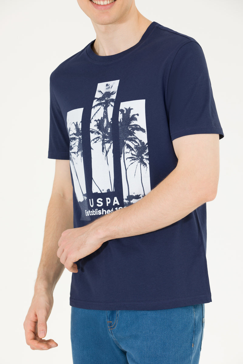 Tricou cu decolteu la baza gâtului cu imprimeu