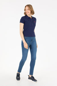 Blugi skinny cu talie înaltă cu aspect decolorat