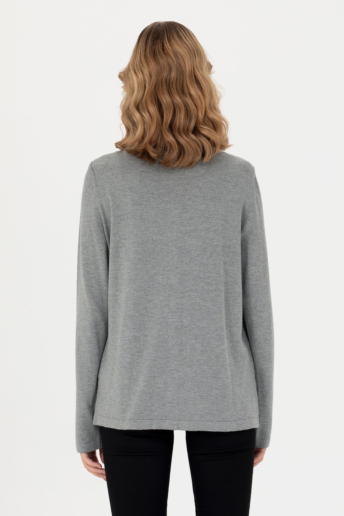 Cardigan Dama Gri cu Imprimeu Logo