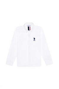 Cămașă Băieți Pe Alb Cu Logo Brodat