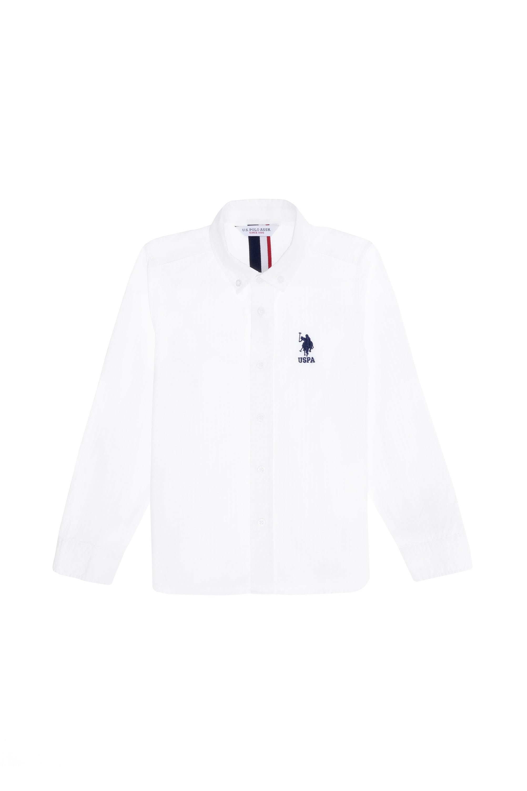 Cămașă Băieți Pe Alb Cu Logo Brodat