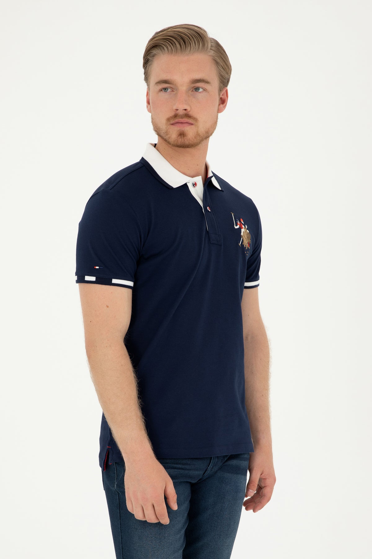 Tricou Polo Barbat Bleumarin Cu Logo Mare Color