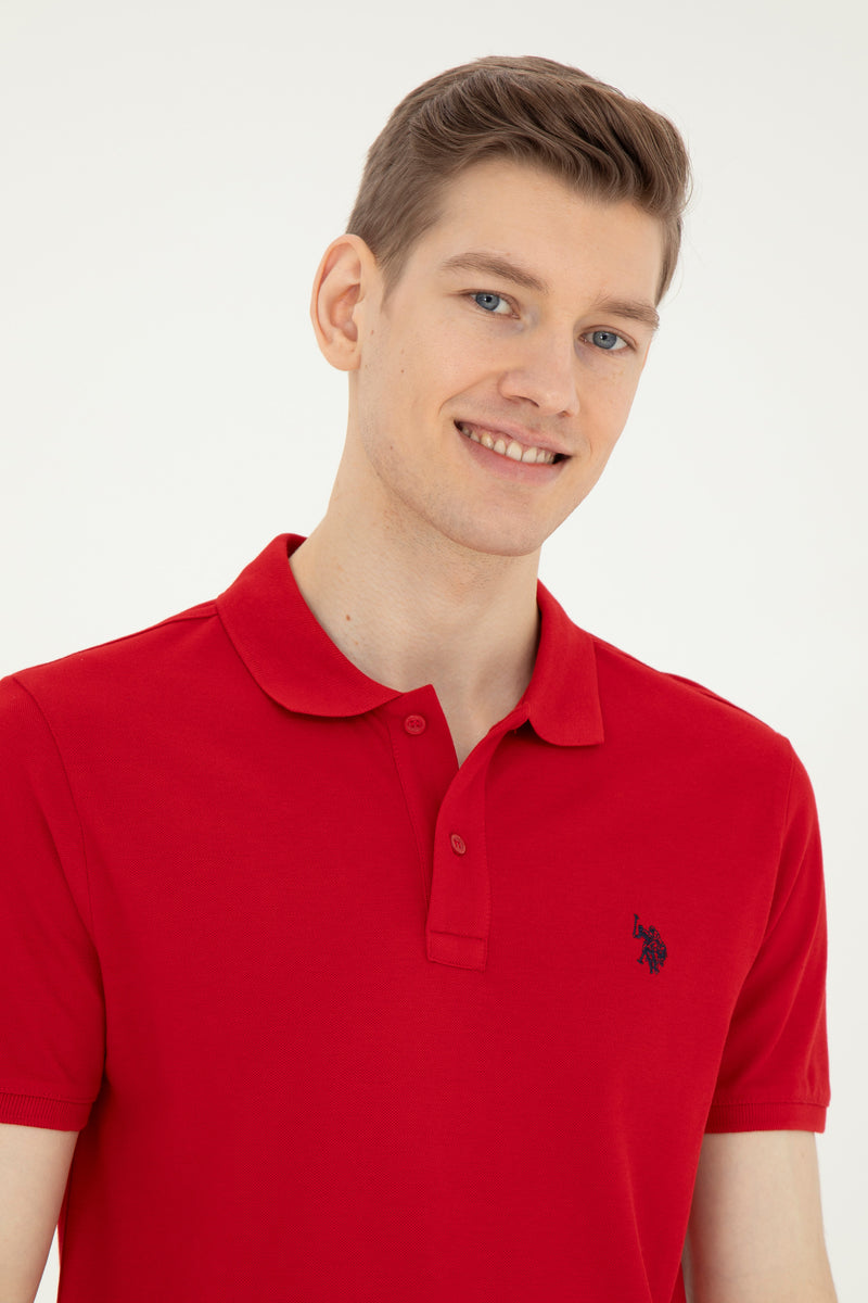 Tricou Polo Barbat Rosu Cu Logo Brodat