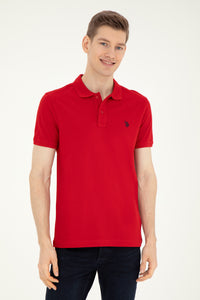 Tricou Polo Barbat Rosu Cu Logo Brodat