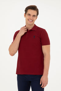 Tricou Polo Slim fit cu logo discret bordeaux