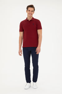 Tricou Polo Slim fit cu logo discret bordeaux