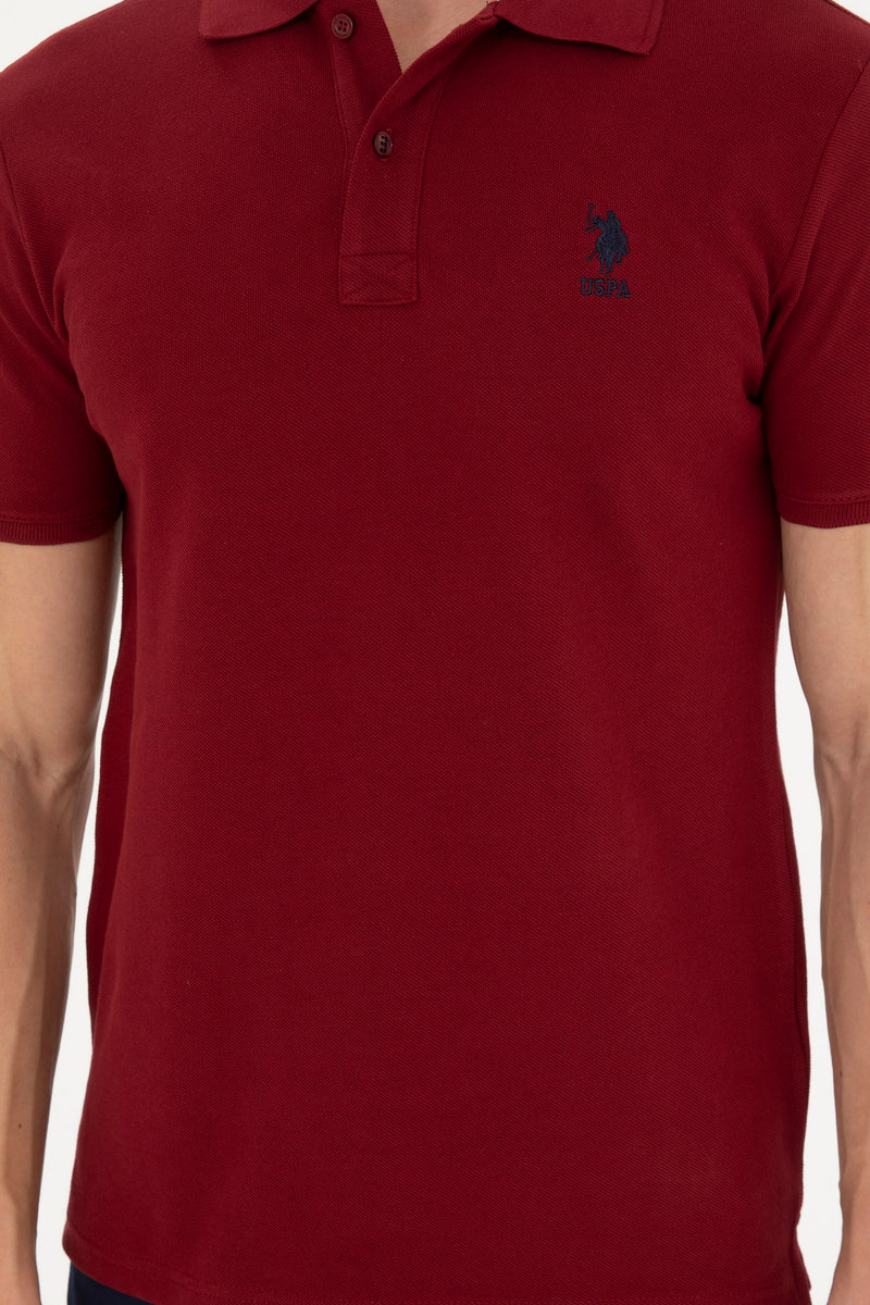 Tricou Polo Slim fit cu logo discret bordeaux