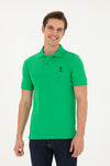 Tricou Polo Slim fit cu logo discret verde mar