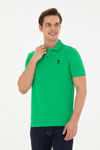 Tricou Polo Slim fit cu logo discret verde mar