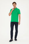 Tricou Polo Slim fit cu logo discret verde mar