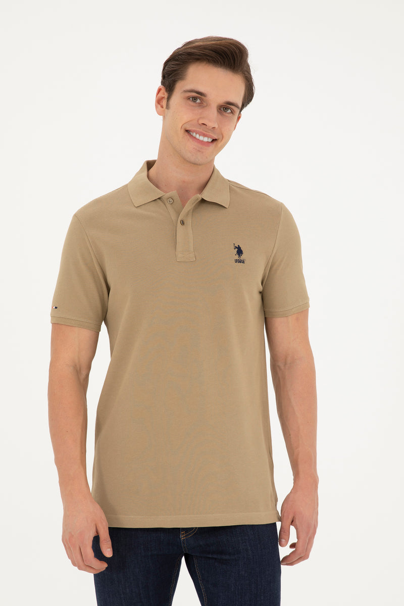 Tricou Polo Slim fit cu logo discret kaki