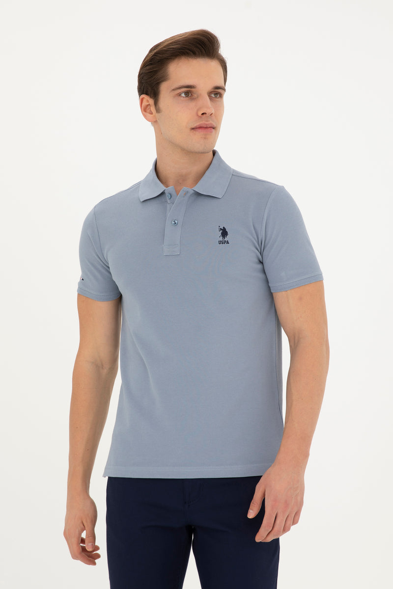 Tricou Polo Slim fit cu logo discret indigo