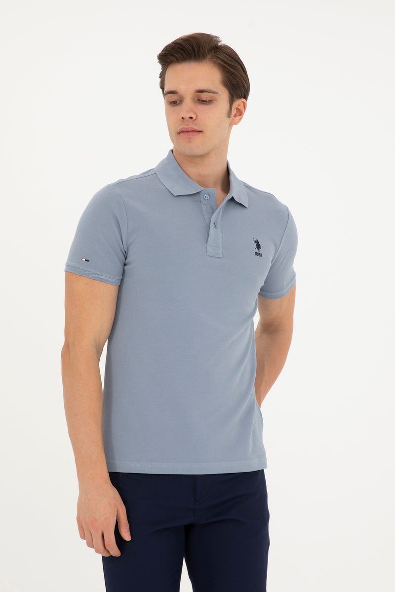 Tricou Polo Slim fit cu logo discret indigo