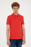 Tricou Polo Slim fit cu logo discret rosu aprins