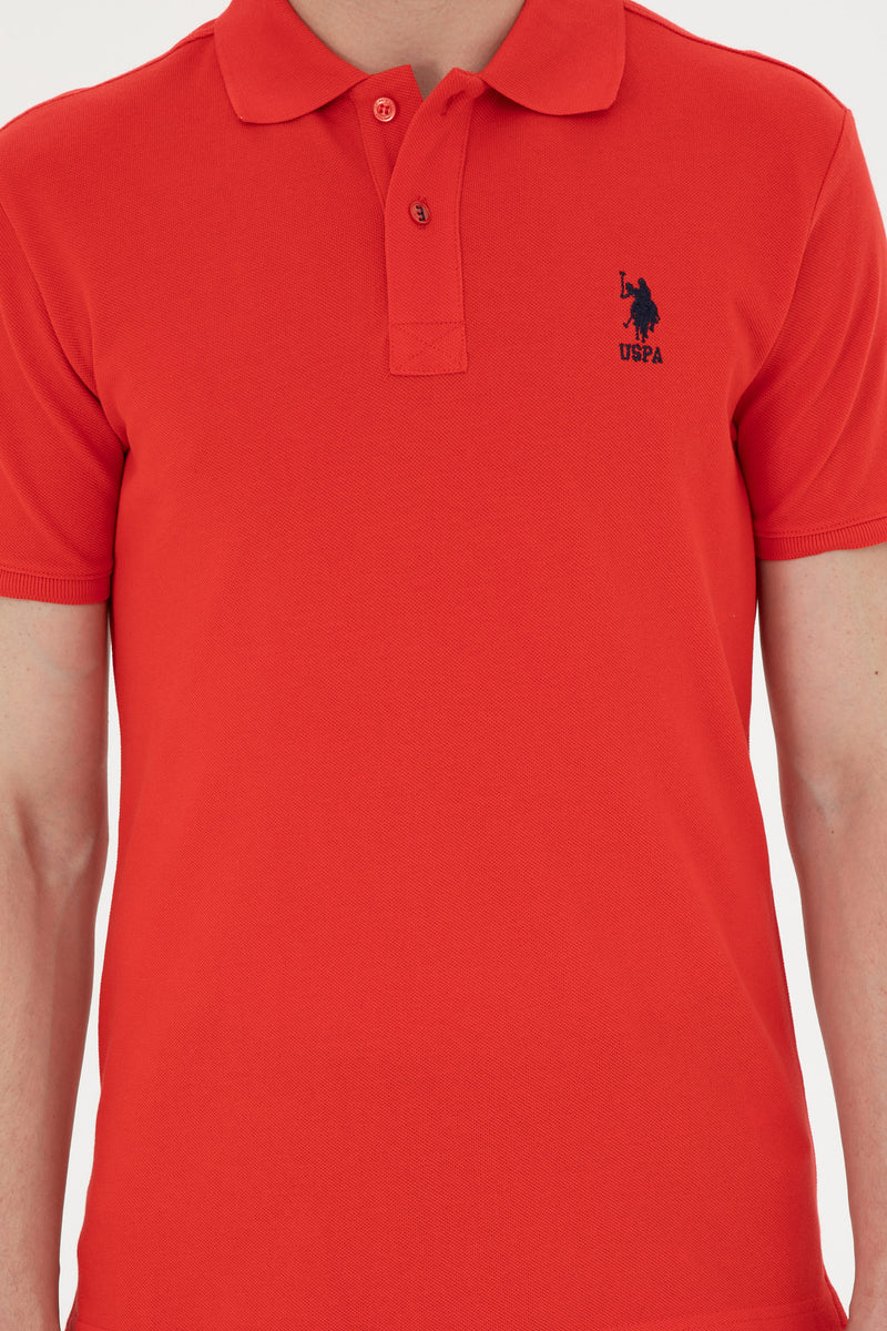 Tricou Polo Slim fit cu logo discret rosu aprins