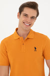 Tricou Polo Slim fit cu logo discret portocaliu