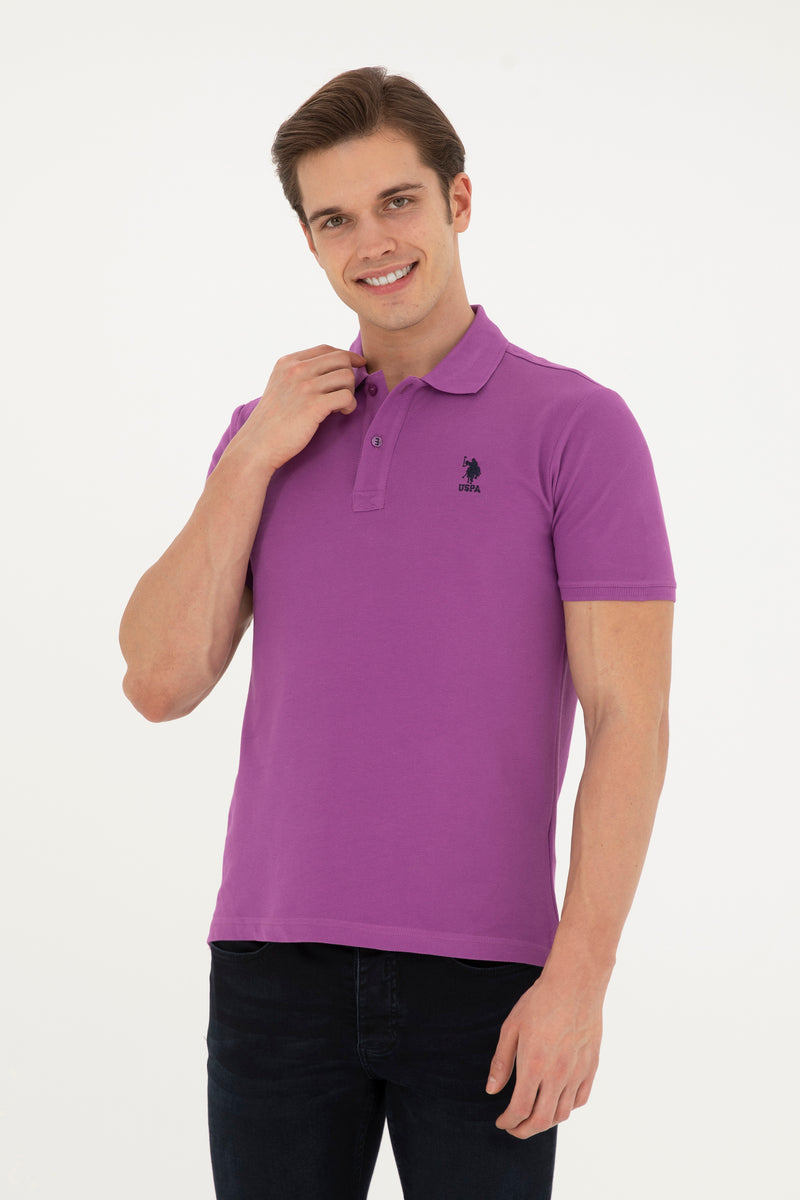 Tricou Polo Slim fit cu logo discret mov