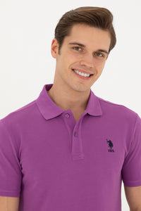 Tricou Polo Slim fit cu logo discret mov