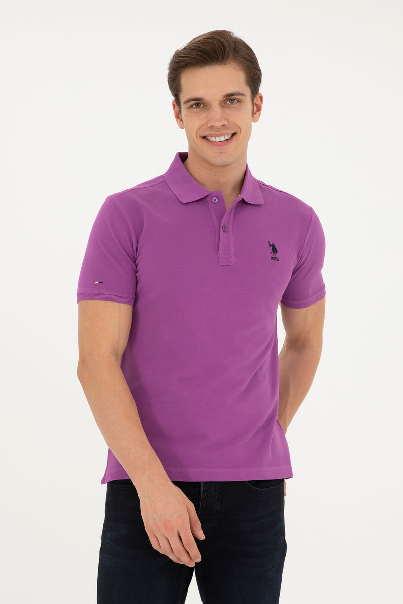 Tricou Polo Slim fit cu logo discret mov