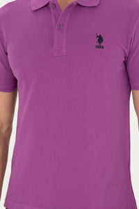 Tricou Polo Slim fit cu logo discret mov