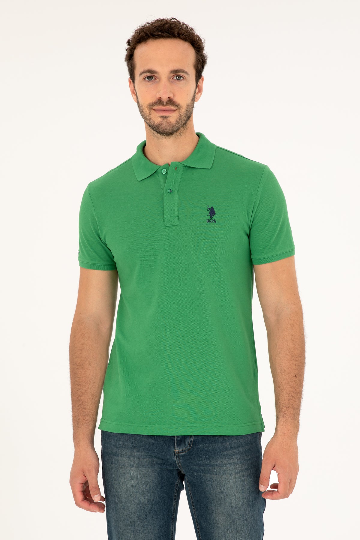 Tricou Polo Barbat Verde Cu Logo Brodat