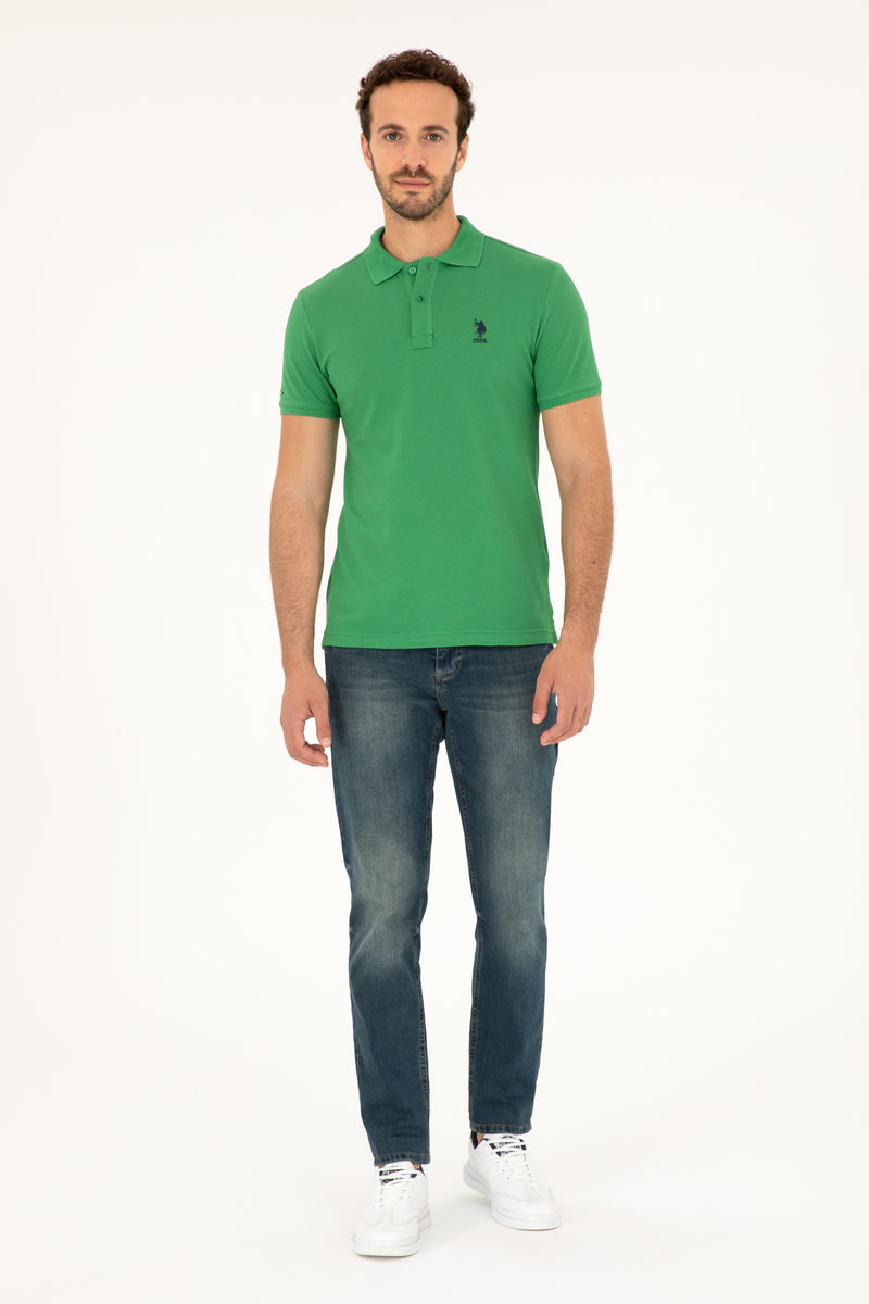 Tricou Polo Barbat Verde Cu Logo Brodat