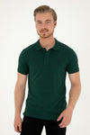 Tricou Polo Barbat Verde Inchis Cu Logo Brodat