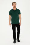 Tricou Polo Barbat Verde Inchis Cu Logo Brodat