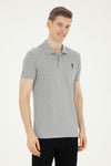 Tricou Polo Slim fit cu logo discret gri