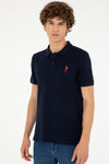 Tricou Polo Slim fit cu logo discret Bleumarin inchis