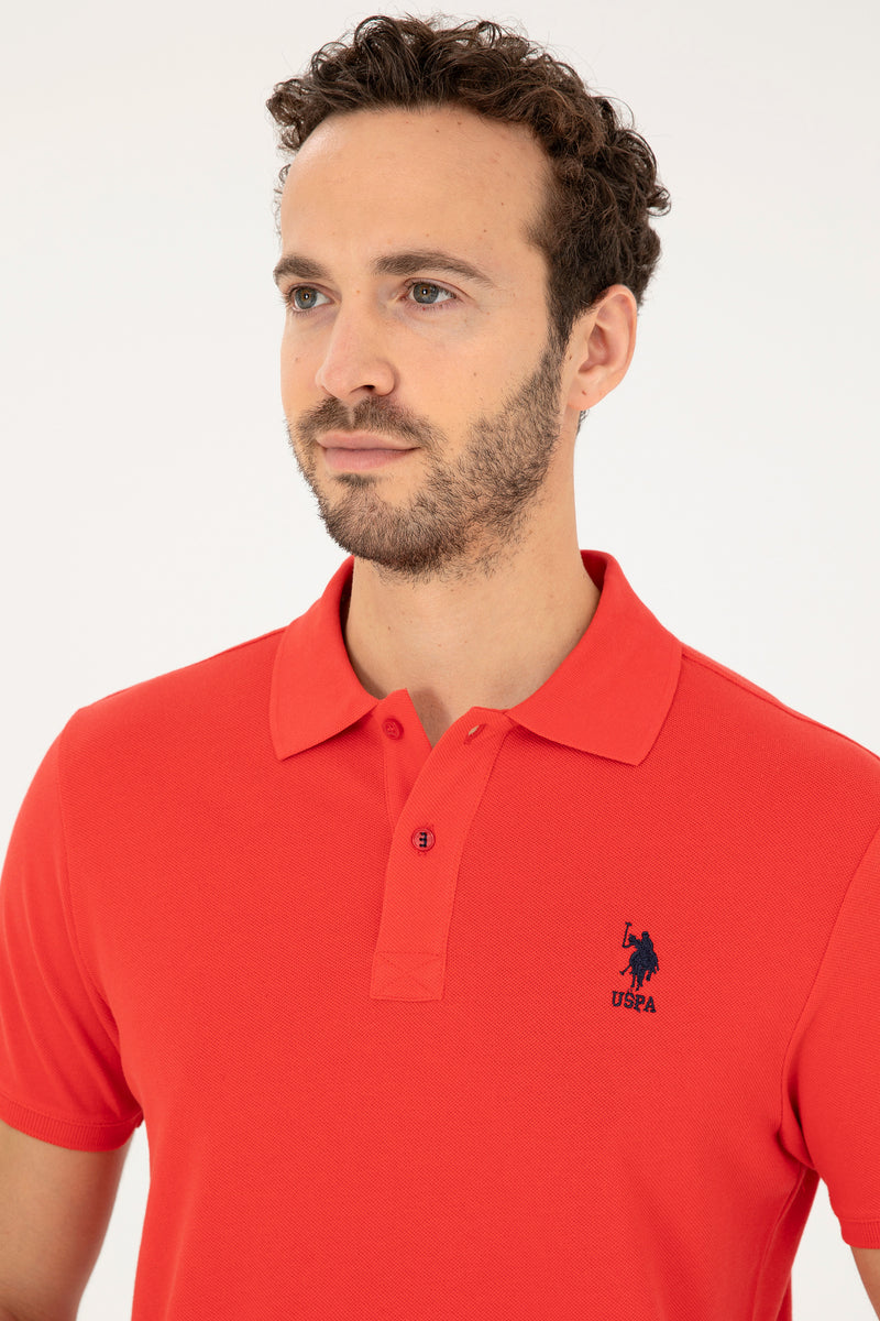 Tricou Polo Barbat Portocaliu Cu Logo Brodat