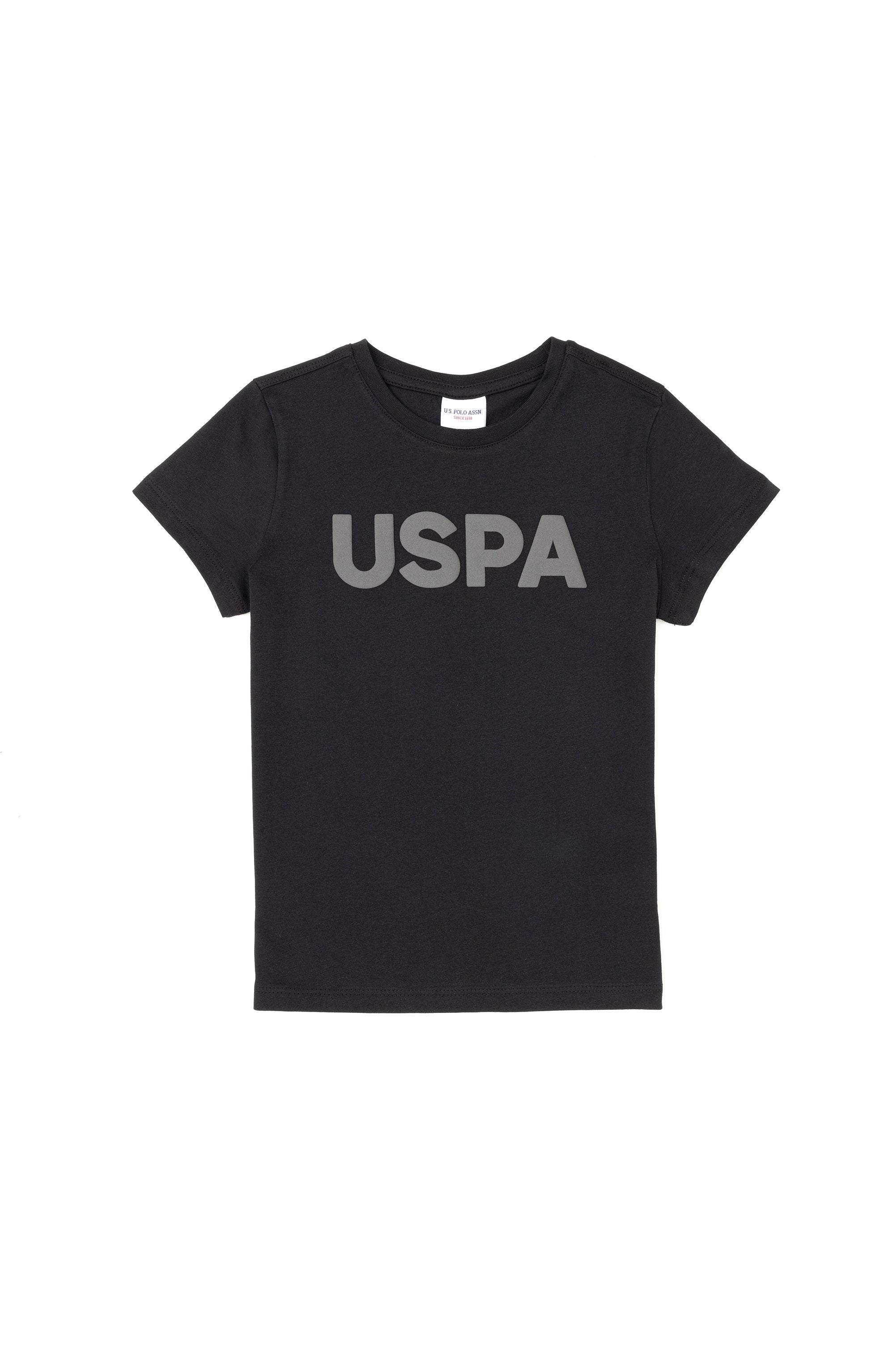 Tricou Băieți la Baza Gâtului Negru cu Imprimeu Logo