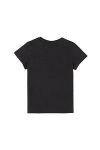 Tricou Băieți la Baza Gâtului Negru cu Imprimeu Logo