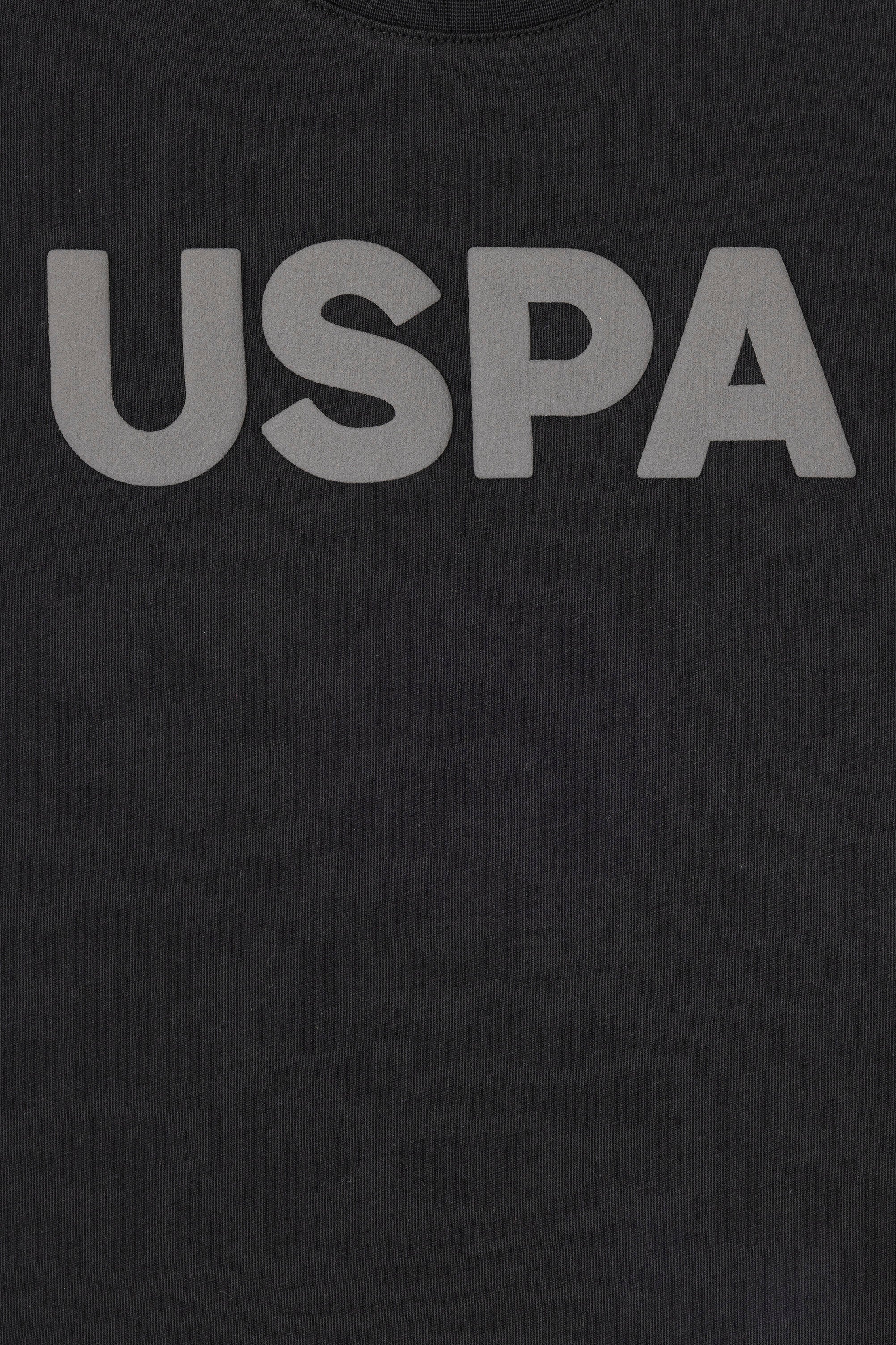 Tricou Băieți la Baza Gâtului Negru cu Imprimeu Logo