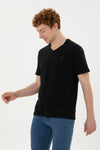 Tricou regular fit cu decolteu in V