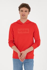 Hanorac Bărbați Roșu cu Gluga și Imprimeu Logo USPA