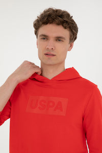 Hanorac Bărbați Roșu cu Gluga și Imprimeu Logo USPA