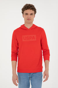 Hanorac Bărbați Roșu cu Gluga și Imprimeu Logo USPA